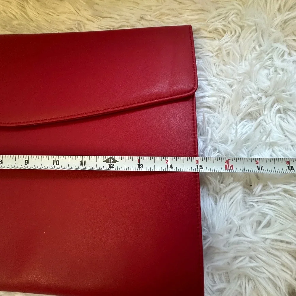 Levenger Red Genuine Leather Envelope Document Organizer File Bag 15 x 10.5
